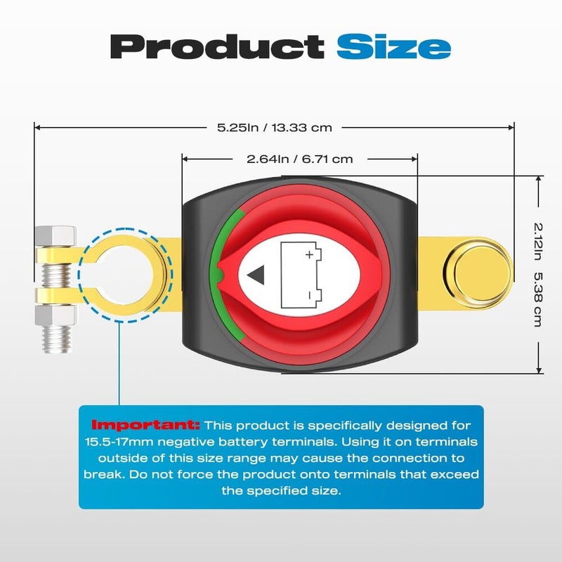 Malictele Top Post Battery Disconnect Switch, On/Off 275A Negative Battery Quick Disconnect 12-48V Heavy Duty Kill Switch for Car, Vehicle, RV and Boat - Image 2